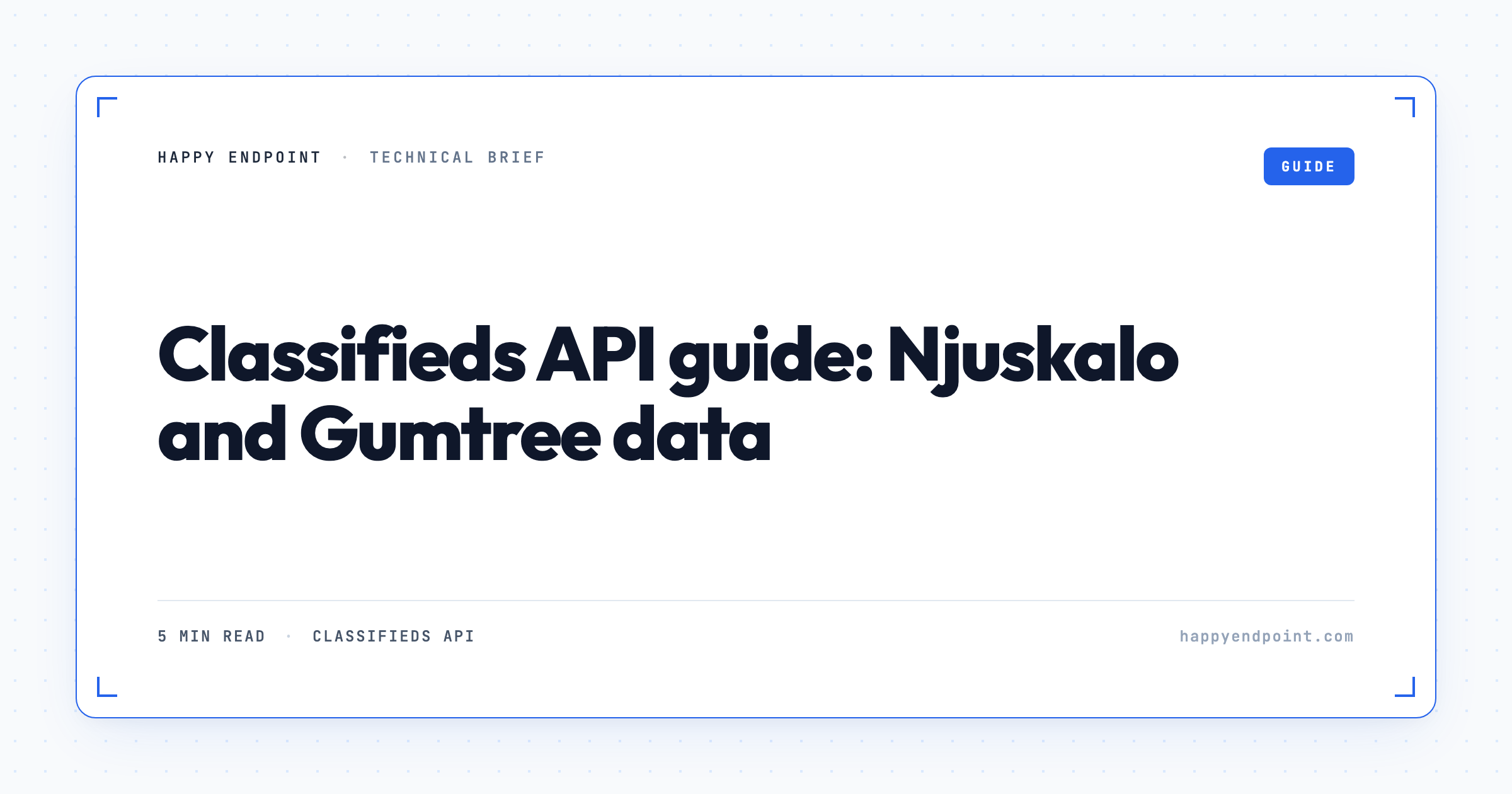 Classifieds API guide: Njuskalo and Gumtree data